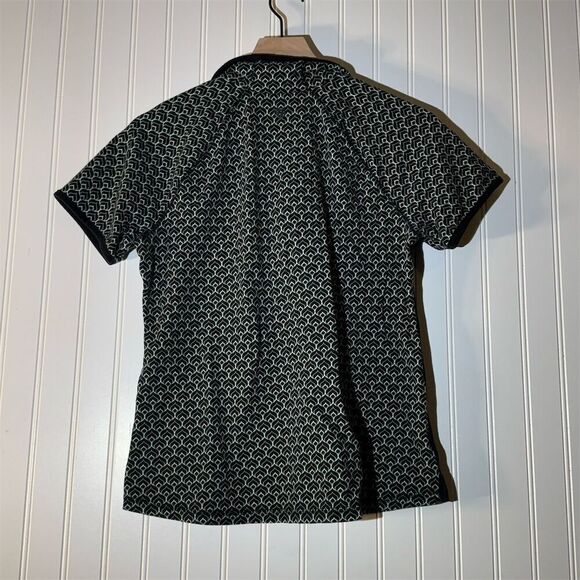 T by Talbots UPF 50+ Short Sleeve Activewear Shirt M Black Green Geometric - Picture 3 of 8